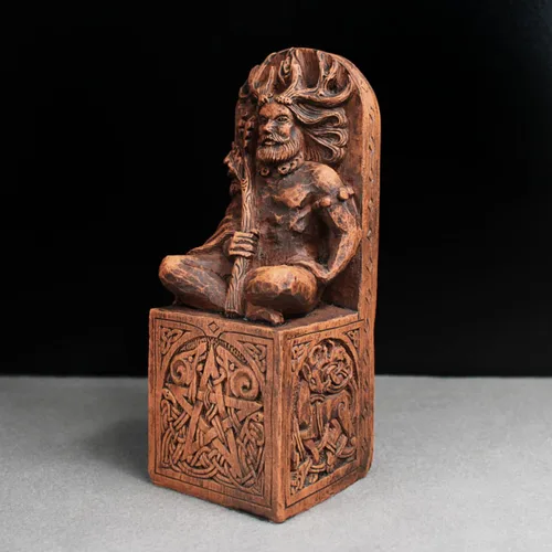 Vista 7 de Dryad Design Estatua de Cernunnos - Estatua de Dios con cuernos Wiccan de 8 pulgadas - Decoración de altar pagano para el hogar con acabado