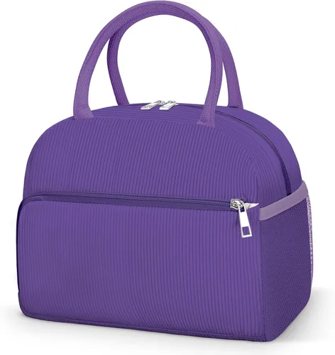 Vista 9 de Coobiiya Lonchera térmica de 12 litros para mujeres y hombres, lonchera de pana reutilizable, lonchera de gran capacidad con forro resistente a fugas