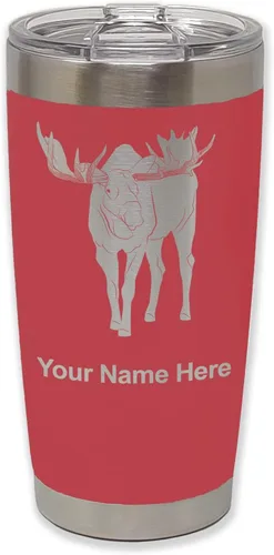 Vista 21 de LaserGram Vaso aislado al vacío de 20 onzas, alce, grabado personalizado incluido (negro)