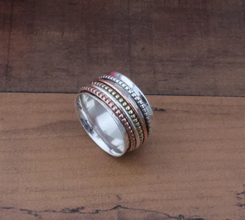Vista 63 de Boho Spinner Ring, Mothers Day Gift, Silver 925 Women Ring, Sterling Silver 925 Ring, Fidget Spinner Ring,Women Silver Anxiety Ring