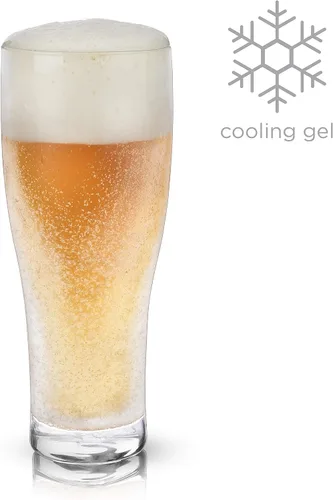 Vista 8 de Viski Glacier - Vaso de cerveza de doble pared con gel refrescante activo, perfecto para bebidas frías en fiestas en interiores y exteriores