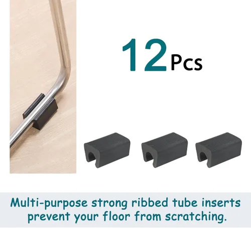 Vista 5 de uxcell Pies de muebles de plástico en forma de rectángulo antideslizante patas de silla Punta 12pcs Negro