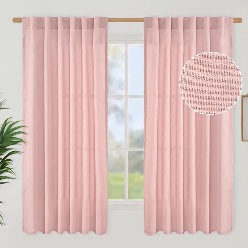 Vista 116 de BGment Cortinas cortas de lino marfil de 36 pulgadas de largo para ventanas de cocina, pequeñas cortinas texturizadas rústicas para café sobre