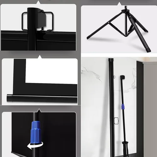 Vista 3 de Portable HD Projector Screen With Tripod Stand, Tripod Projector Screen, Adjustable Screen Height, Lightweight Carry, 60/72-inch Aspect Ratio 16:9