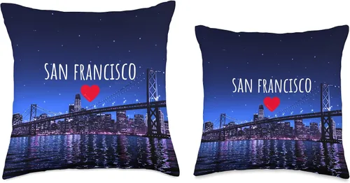 Vista 3 de LVTFCO San Francisco Fashion San Francisco Love (Heart) - Almohada de noche con vista al horizonte nocturno, 16 x 16 pulgadas, multicolor