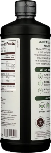 Vista 2 de Nutiva - Aceite MCT orgánico, sin sabor, 32 oz, USDA orgánico, sin OMG, sin BPA, Aprobado Whole 30, vegano, sin gluten y keto, 14 g de MCT por