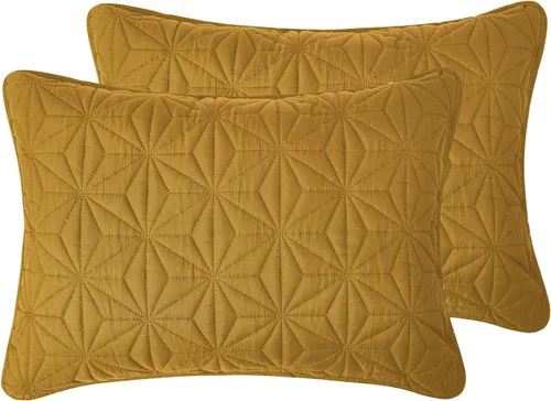 Vista 5 de VCNY Home - Juego de colcha de 3 piezas con patrón de caleidoscopio, tamaño matrimonial/queen, dorado