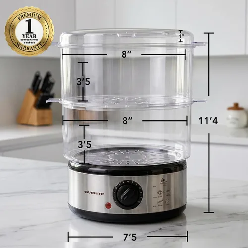 Vista 5 de OVENTE - Vaporizador eléctrico de 2 niveles, acero inoxidable de 5 cuartos