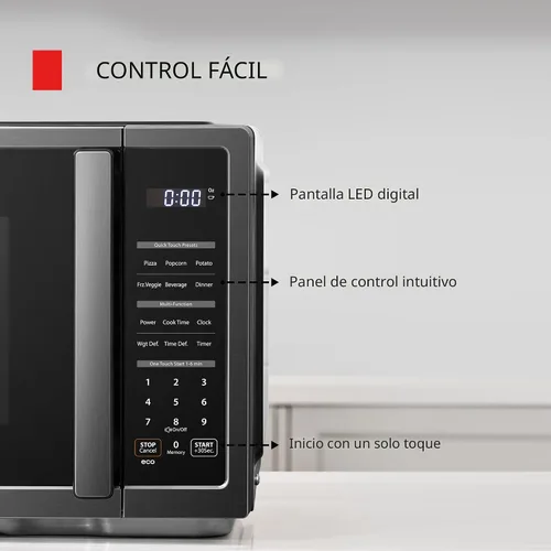 Vista 5 de TOSHIBA ML4-EM09PA(BS) - Pequeño horno microondas de encimera con 6 menús automáticos, función de silencio, bloqueo para niños, elementos esenciales