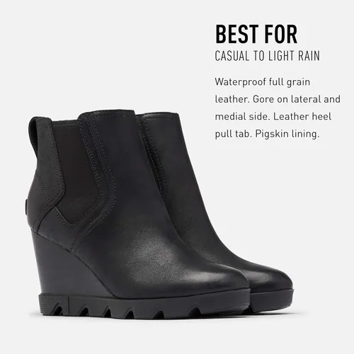 Vista 2 de SOREL Joan Uptown Chelsea - Botas de lluvia para mujer, piel impermeable, botines de cuña