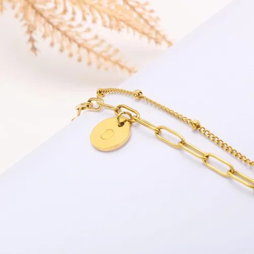Vista 4 de JoycuFF Pulseras de oro con iniciales para mujer, regalos de Navidad, joyería bonita a la moda