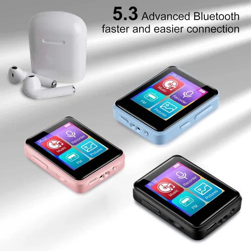 Vista 6 de Reproductor de música MP3 de 32 GB con Bluetooth, mini reproductor de música portátil con pantalla de 1.8 pulgadas, altavoces, radio FM, grabador