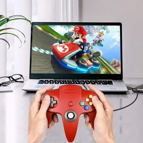 Vista 6 de Paquete de 2 controladores clásicos N64, miadore N64 con cable USB para PC, Joystick, N64 Bit USB con cable, controlador Joy pad para Windows, PC