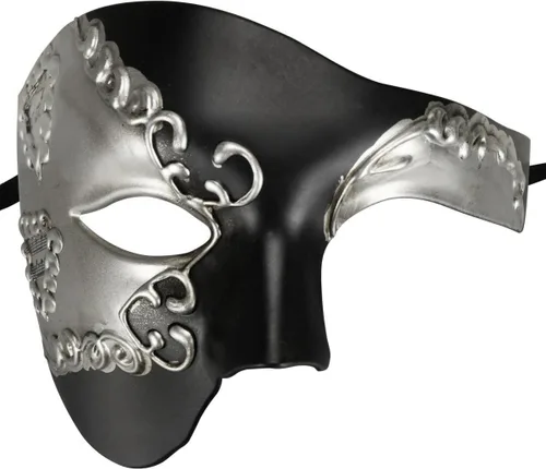 Vista 13 de Thmyo Half Face - Máscara de mascarada de carnaval veneciano para hombre, diseño vintage de Phantom of the Opera