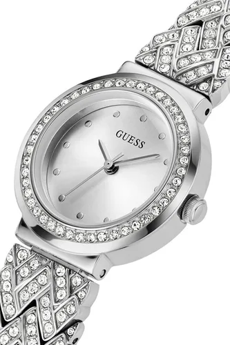 Vista 4 de GUESS Reloj para mujer de 1102in correa plateada con esfera plateada y caja plateada Tono plateado