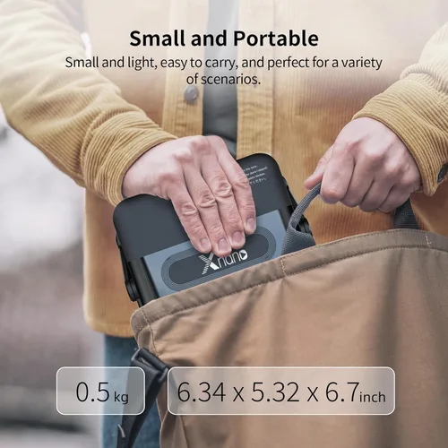 Vista 2 de Mini proyector 4K compatible con WiFi 6 y Bluetooth 5.0, altavoz de 4 W, Keystone vertical automático proyector portátil giratorio de 45°