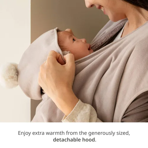 Vista 4 de Konny Funda de invierno para bebé chaqueta de forro polar para mujer abrigo de maternidad chaleco con capucha de lactancia beige talla grande