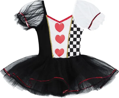 Vista 3 de Disfraz de tutú de malla con estampado de corazones para niñas y niñas, leotardos para fiesta de Halloween