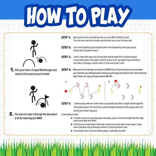 Vista 3 de Franklin Kick Croquet Game Set – Perfecto para niños y adultos – Combina fútbol y croquet – Ideal para jugar al aire libre