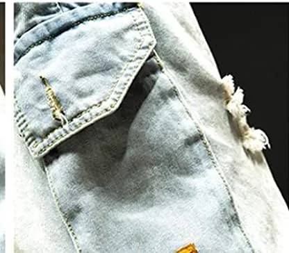 Vista 2 de Pantalones de mezclilla rojos con letras rasgadas para hombre