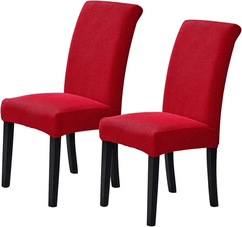 Vista 29 de Juego de 2 fundas para sillas de comedor, fundas elásticas para sillas de comedor, fundas para sillas de cocina de jacquard texturizadas, decoración