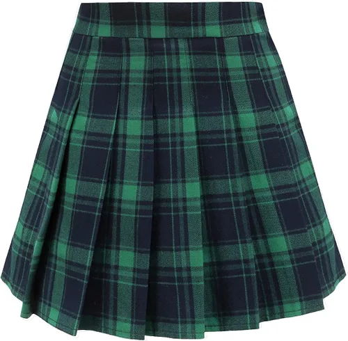 Vista 22 de TONCHENGSD Falda de tenis plisada de cintura alta para mujer 01 cuadros marrones