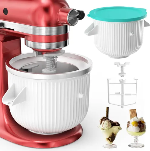 Vista 8 de Accesorio para batidora KitchenAid, cuenco de helado compatible con batidoras de soporte de 4.5 cuartos y 6 cuartos de galón o más grandes