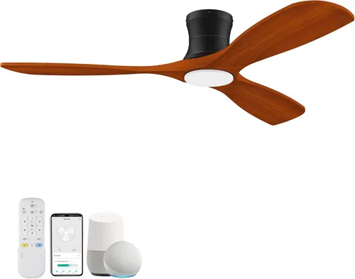 Vista 8 de Ventiladores de techo de madera de 52 pulgadas con control remoto de luces, regulable, reversible, moderno ventilador de techo de madera blanca