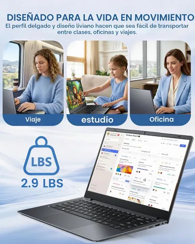Vista 6 de Laptop de 14 pulgadas 12 GB de RAM, SSD de 128 GB, Pentium Gold Gris espacial