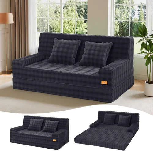 Vista 11 de MeMoreCool Sofá cama sin hueso de 59 pulgadas, sofá de pana de burbujas