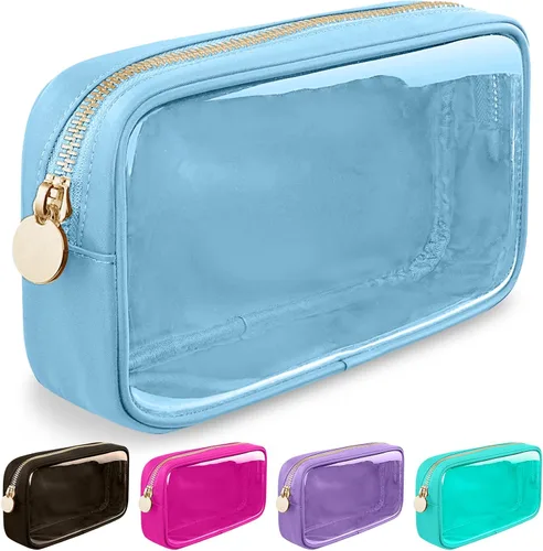 Vista 36 de izuzta Nylon Lager Pequeño Slim Mini Maquillaje Bolsa Organizador, Beige, Viajes