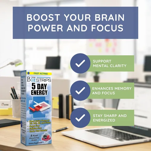 Vista 3 de Essential Source Tiras de energía sublinguales de vitamina B12 de metilcobalamina de 2,000 mcg Biotina, B6, 5-MTHF L-metilfolato Vitaminas B12