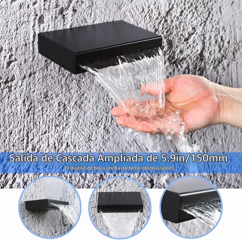 Vista 7 de SKOWLL Sistema de ducha con boquilla de bañera, grifo de ducha y bañera combinado de montaje en pared de 12 pulgadas, cabezal de ducha negro