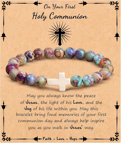 Vista 20 de Pulsera cruz JoycuFF para mujer, regalos de fe cristiana para mujer, joyería católica religiosa de Pascua, joyería cristiana, pulseras con cuentas