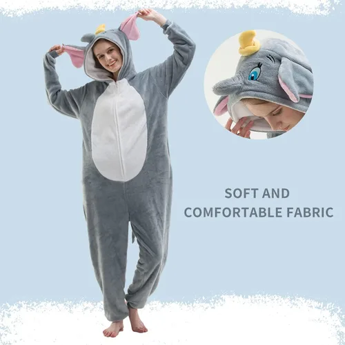 Vista 2 de COSUSKET Pijama unisex para adultos, pijama de franela para cosplay, disfraz de Halloween de una pieza, ropa de dormir para el hogar