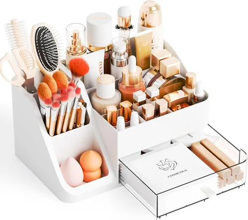 Vista 11 de Yieach Organizador de maquillaje de encimera para tocador, baño, tocador, organizador grande de almacenamiento de maquillaje y organizador
