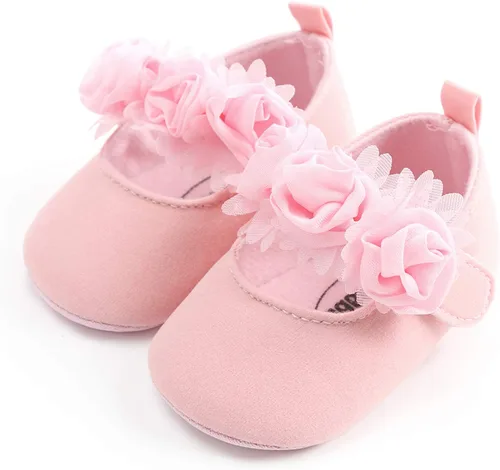 Vista 4 de myppgg Zapatos planos Mary Jane para bebé niña, con lazo brillante, vestido de princesa, zapatos de cuna antideslizantes para niños pequeños que