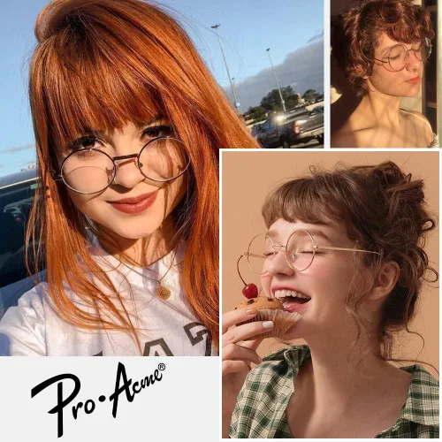 Vista 6 de Pro Acme Lentes transparentes sin receta con marco de metal redondo retro pequeño