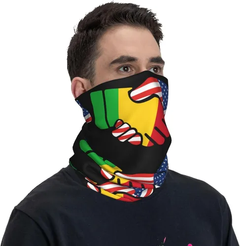 Vista 4 de Neck Gaiter Mali Malian American Flag USA Handshake Face Cover Scarf Uv Sun Protection Balaclava Head Mask for Men Women Fishing Mask Hiking Cycling