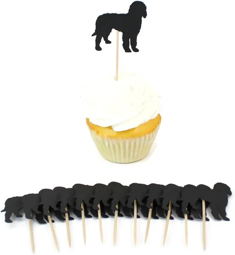 Vista 11 de Juego de 12 adornos para cupcakes de pastor alemán Decoración de pastel de perro negro hecho a mano Decoración de fiesta de cumpleaños