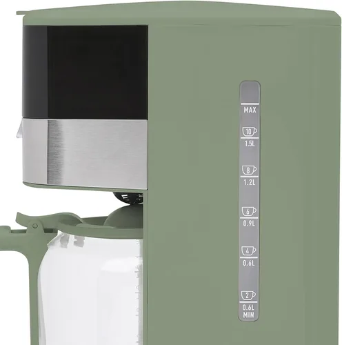 Vista 9 de Haden Cafetera programable de 12 tazas con función de apagado automático y filtro de agua lavable reutilizable, verde y cromado Cedro verde