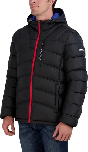 Vista 2 de Nautica Chaqueta resistente al agua para hombre manga larga con cremallera ajustable abrigo acolchado