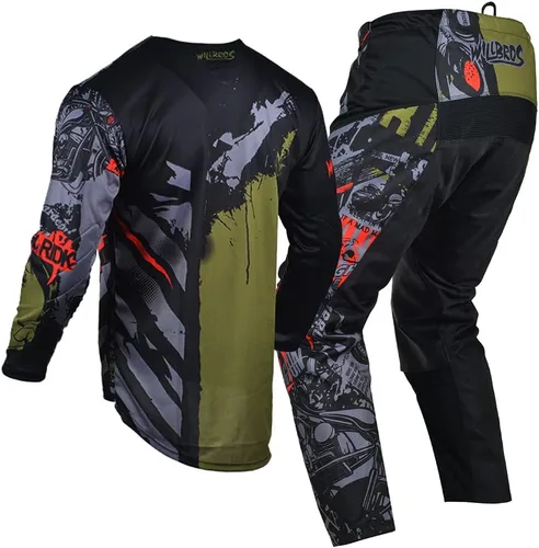 Vista 3 de Conjunto de pantalón de jersey juvenil para niños, conjunto de equipo de motocross MX para niños, traje de carreras todoterreno MTB ATV motocicleta