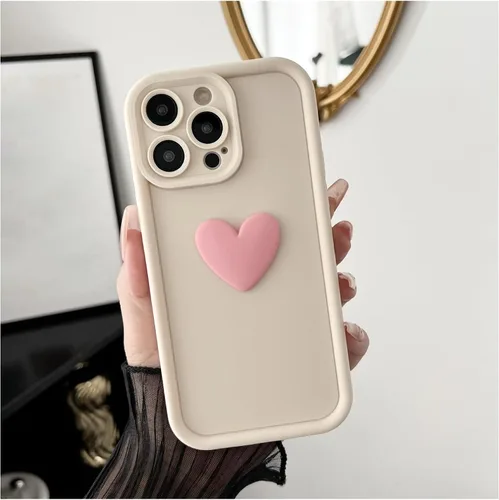 Vista 13 de Lujosa funda de silicona de silicona con diseño de corazón 3D para iPhone 15, 14, 13, 12, 11 Pro Max, X, XR, XS Max, funda trasera suave a prueba
