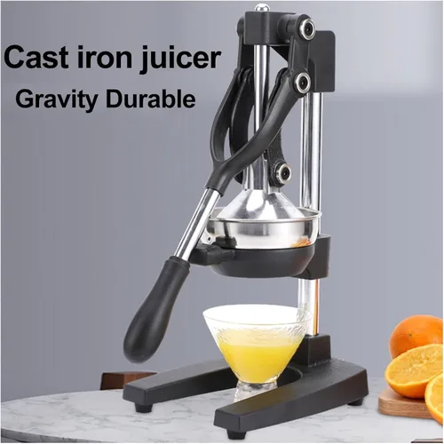 Vista 3 de Exprimidor de cítricos de hierro fundido, máquina de exprimidor de prensa manual, Juicer multifuncional de acero inoxidable Juicer comercial