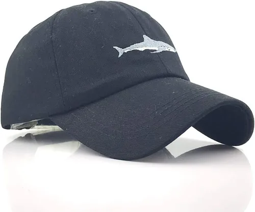 Vista 3 de YEKEYI Gorra de béisbol unisex con bordado de tiburón, de algodón lavado, ajustable, gorra de béisbol