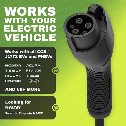 Vista 4 de EMPORIA Cargador EV de nivel 2 – NEMA 14-50 EVSE con cargador J1772 – 48 amperios EV nivel 2, estación de carga de vehículos eléctricos habilitada