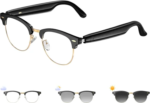 Vista 10 de Lentes inteligentes AI, lentes de traducción Bluetooth 5.4 con 144 idiomas y acentos, lentes de filtrado de luz azul, lentes inteligentes