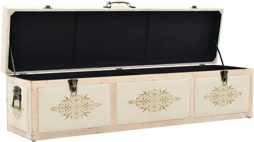 Vista 5 de Banco de almacenamiento de abeto de madera maciza crema para dormitorio, sala de estar, extremo de la cama, 43.3 x 11.8 x 15 pulgadas Estilo C