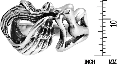 Vista 5 de Anillo de plata de ley 925 con diseño de ángel volador